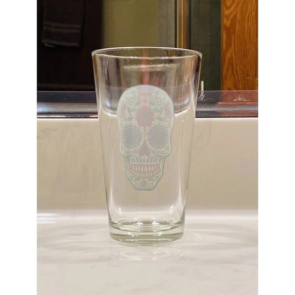 Halloween Pilsner Beer Glass - Day of the Dead 16 oz Glass - Picture 3 of 5
